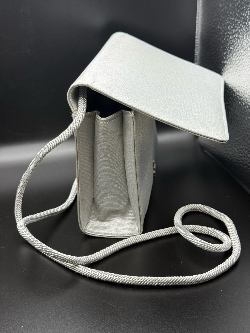 Vintage Stuart Weitzman Silver Metallic Block Heels & Evening Bag Set - Picture 16 of 16